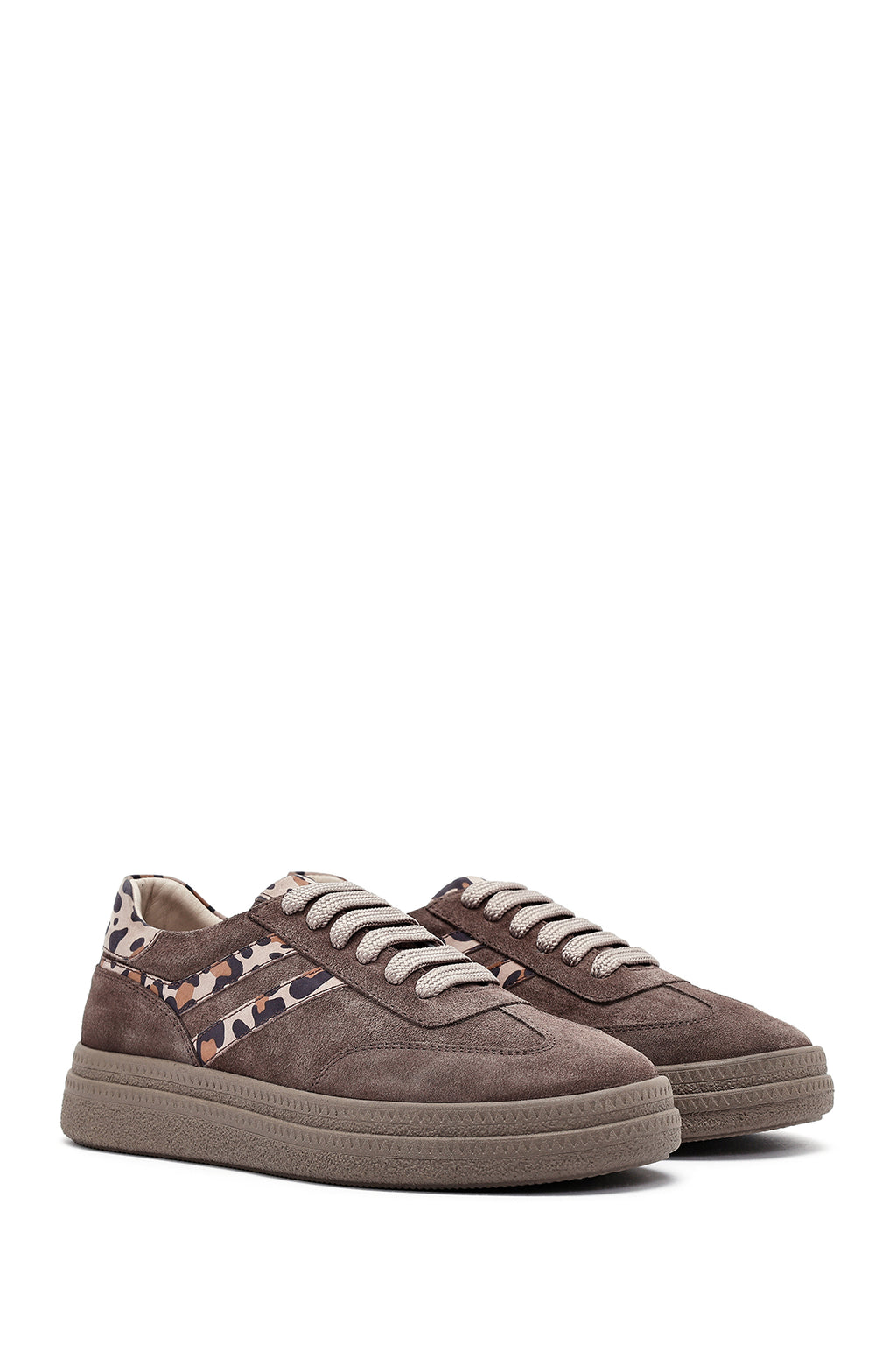 Kadın Vizon Bağcıklı Süet Deri Sneaker