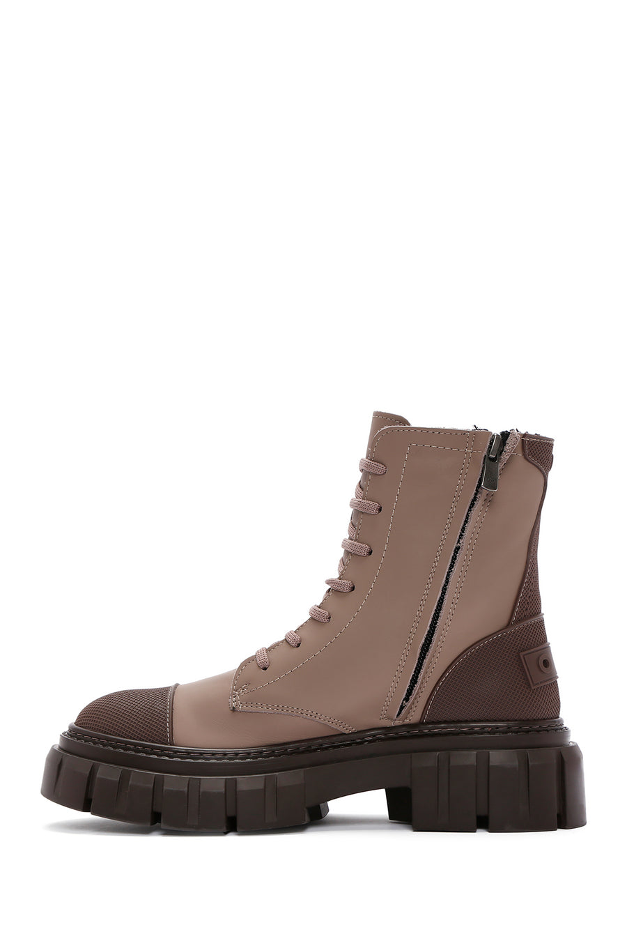 Women's Mink Leather Zippered Boots