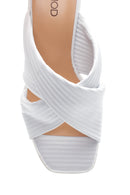 Women's White Leather Heeled Slippers | Derimod