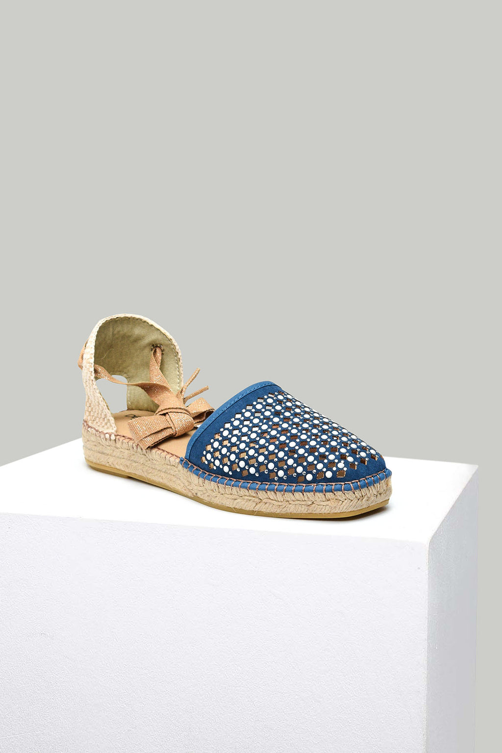 Bilekten Bağlamalı Mavi Kadın Espadril Sandalet