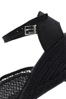 Women's Black Ankle Buckle Wedge Heel Espadrille Sandals | Derimod