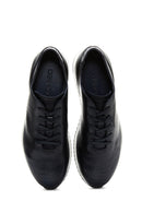 Men's Navy Blue Leather Sneaker | Derimod