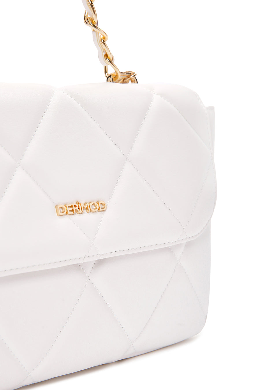 Women's White Long Strap Quilted Shoulder Bag