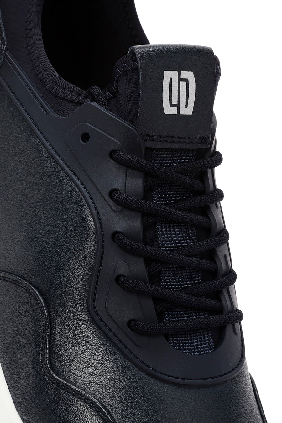 Erkek Lacivert Bağcıklı Deri Casual Sneaker