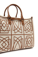 Women's Camel Long Strap Printed Fabric Handbag | Derimod