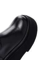 Women's Black Thick Soled Zippered Leather Boots | Derimod