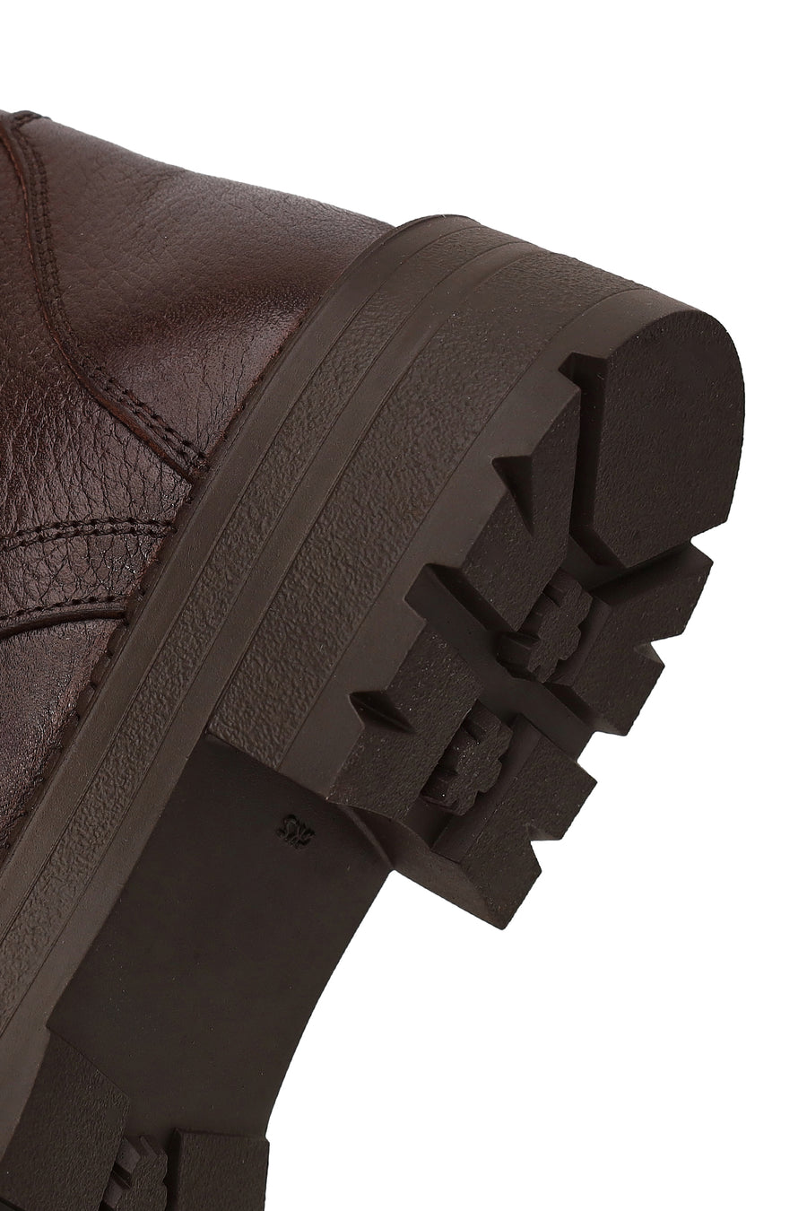 Woman Brown Zip Closure Thick-Soled Leather Combat Boots