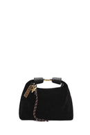 Women's Black Long Strap Suede Leather Mini Handbag | Derimod