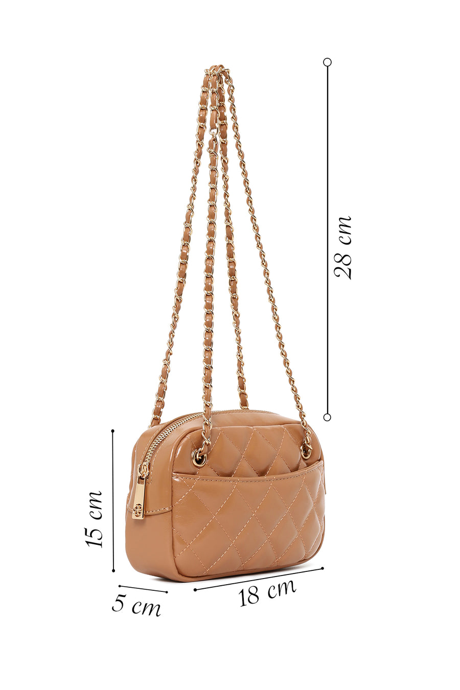 Woman Beige Quilted Crossbody Bag