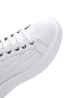 Women's White Leather Quilted Thick Soled Sneaker | Derimod