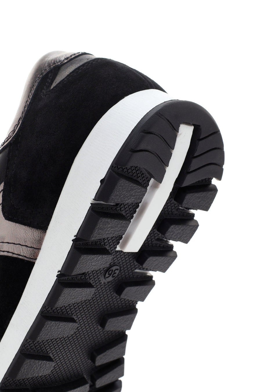 Kadın Siyah Süet Deri Detaylı Sneaker