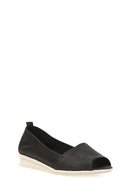 Black Open Toe Women's Leather Shoes | Derimod