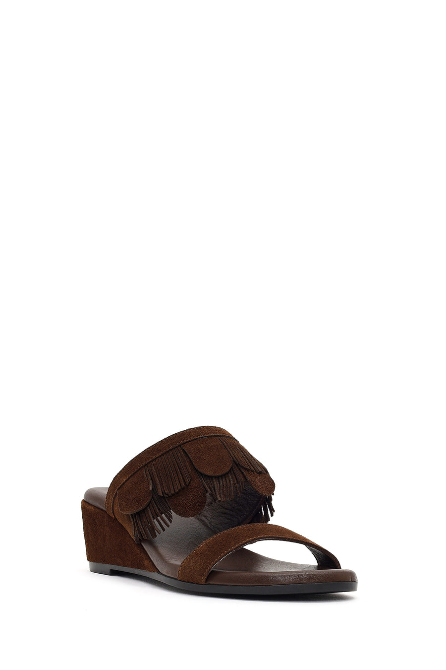 Women's Brown Platform Suede Leather Slippers