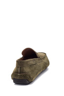 Erkek Haki Deri Süet Casual Loafer | Derimod
