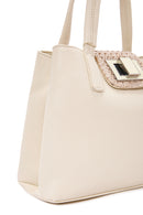 Women's Cream Long Strap Fabric Handbag | Derimod