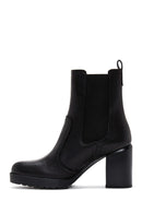 Women's Black Leather Heeled Chelsea Boots | Derimod