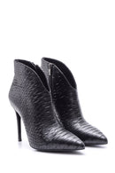 Women's Snakeskin Patterned Leather Bootie | Derimod