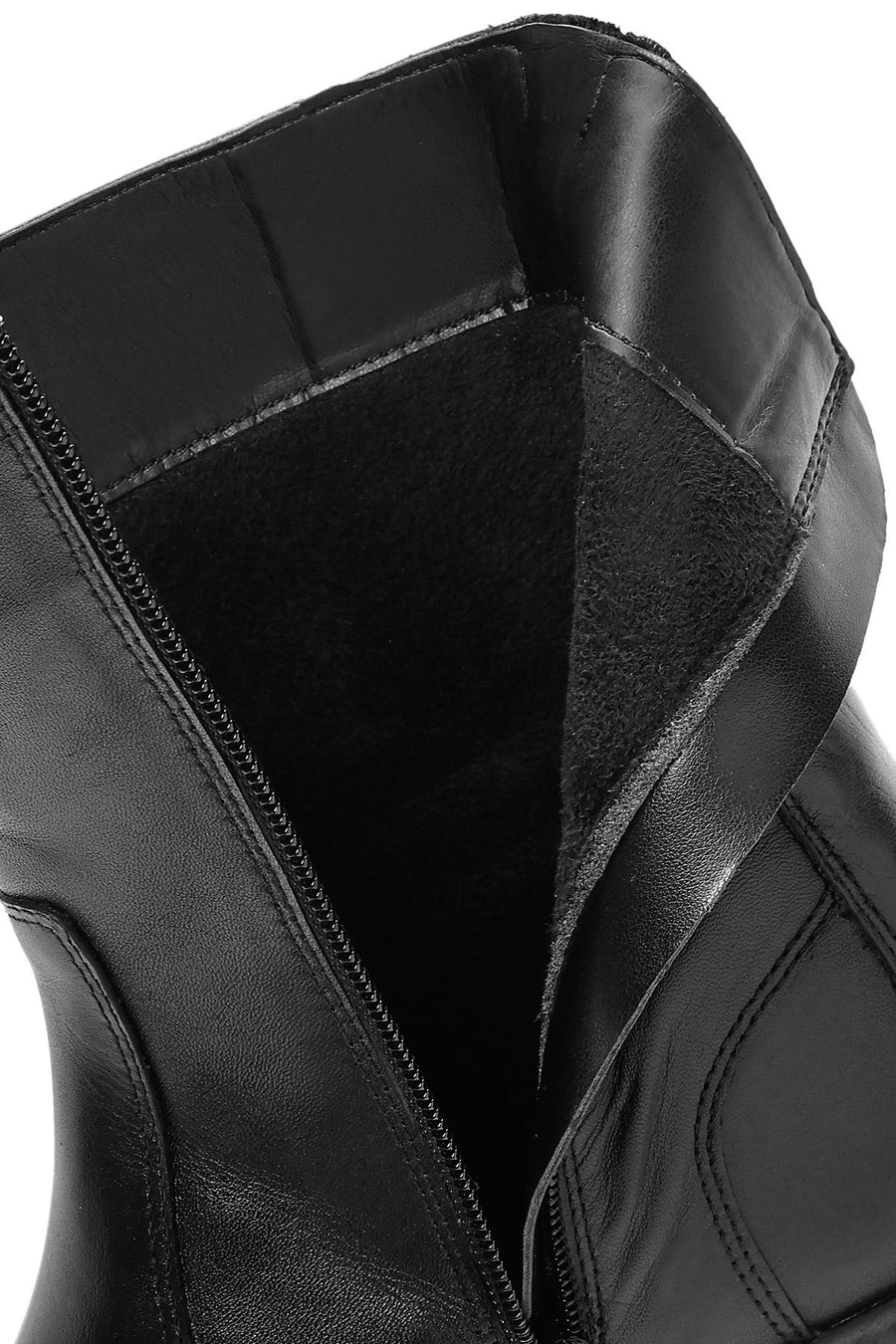 Women's Black Zippered Leather Boots