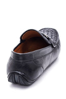 Erkek Siyah Deri Örgülü Casual Loafer | Derimod
