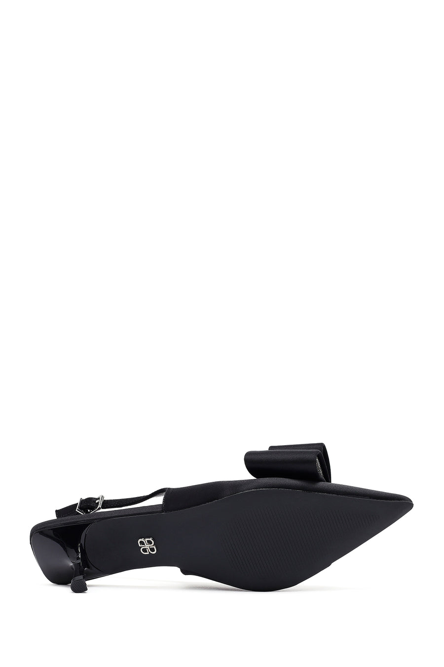 Women's Black Bow Back Open Thin Heeled Shoes