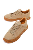 Erkek Bej Bağcıklı Süet Deri Casual Sneaker | Derimod