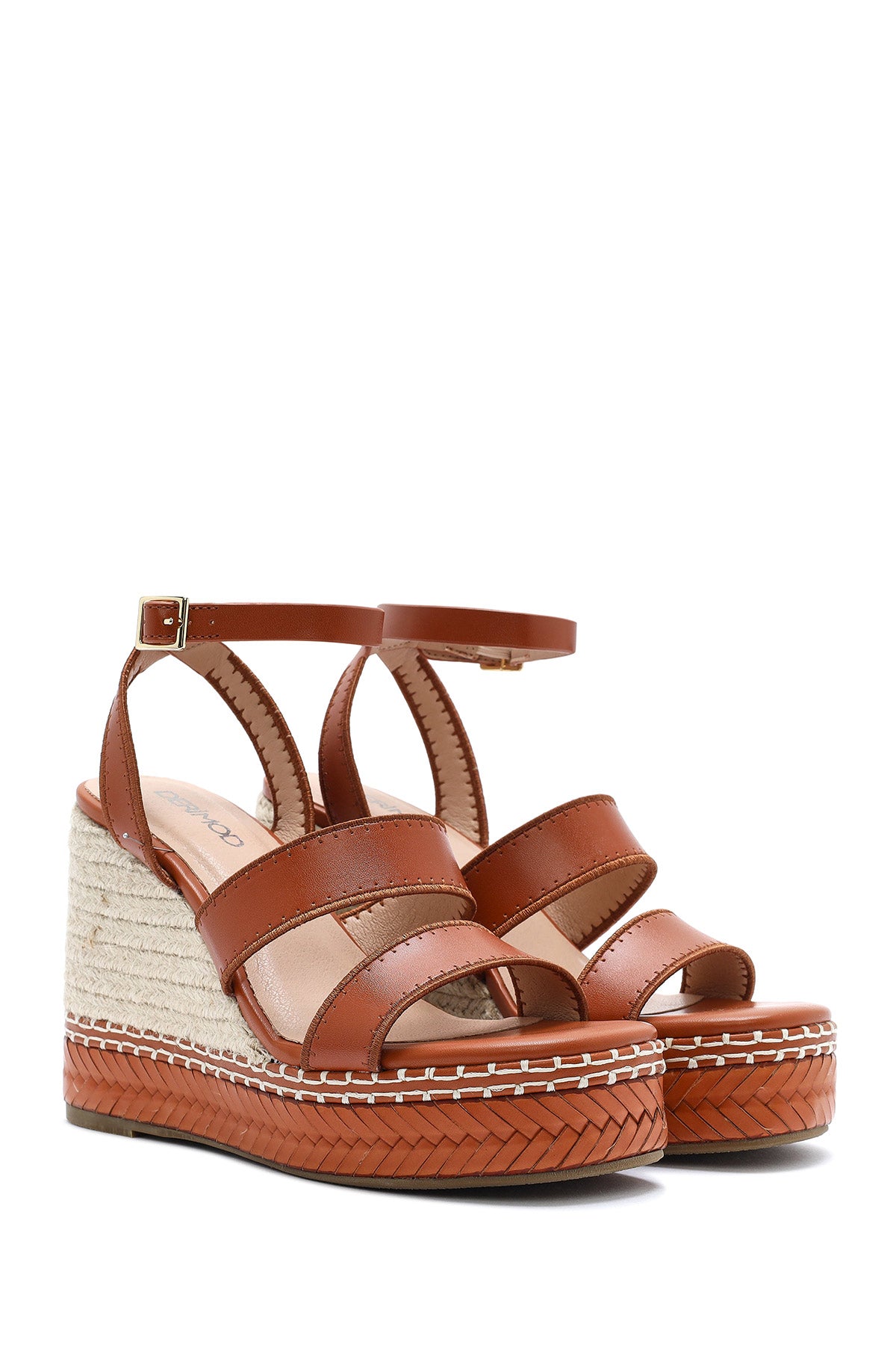 Kadın Taba Bilekten Tokalı Dolgu Topuklu Espadril Sandalet