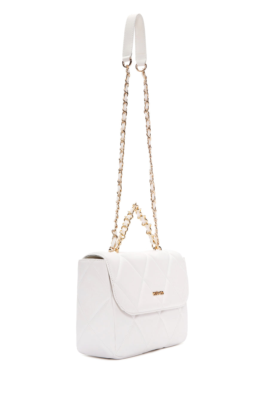 Women's White Long Strap Quilted Shoulder Bag