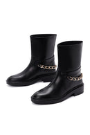 Women's Black Leather Chain Boots | Derimod