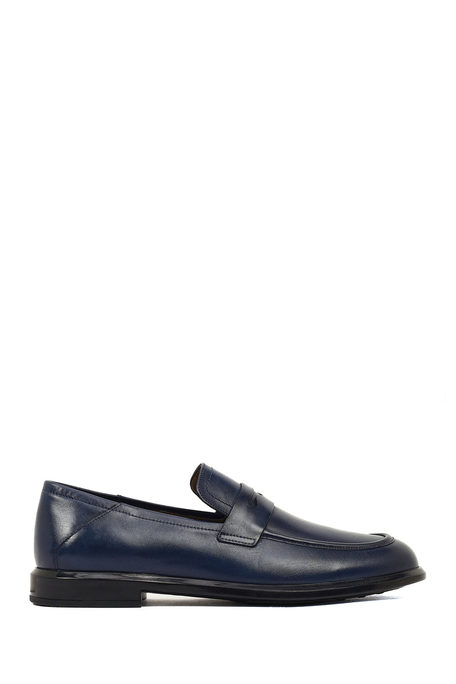 Men's Navy Blue Leather Casual Loafer 26SFD601318 | Derimod