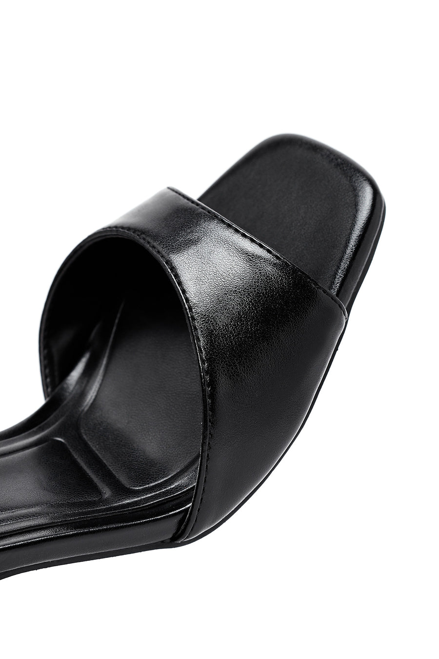 Women's Black Ankle Buckle High Thick Heel Sandals
