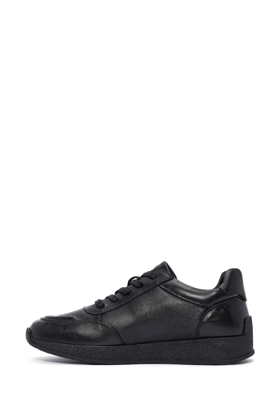 Men's Black Lace-up Leather Sneaker