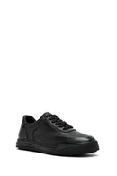 Erkek Siyah Bağcıklı Deri Sneaker | Derimod
