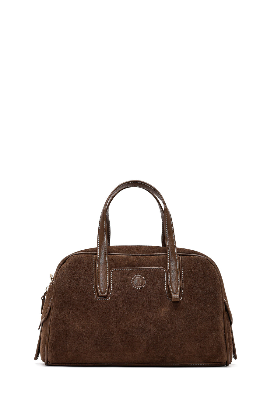 Woman Brown Long-Strap Suede Shoulder Bag