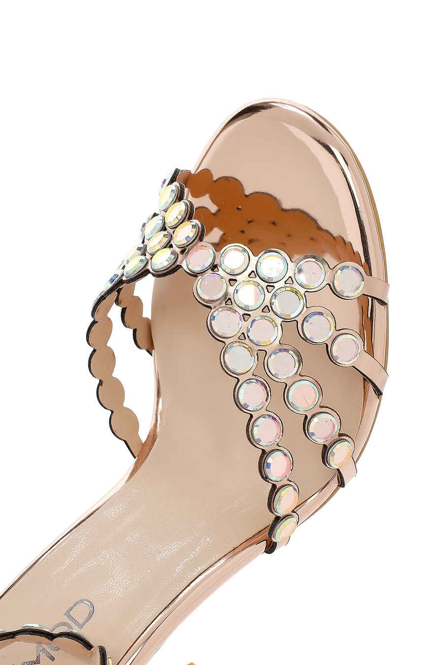 Women's Gold Stone High Thin Heel Sandals