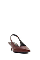 Women's Burgundy Open Back Short Thin Heel Patent Leather Shoes | Derimod