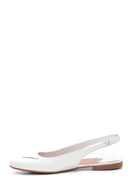 Women's White Leather Open-Back Ballerinas | Derimod