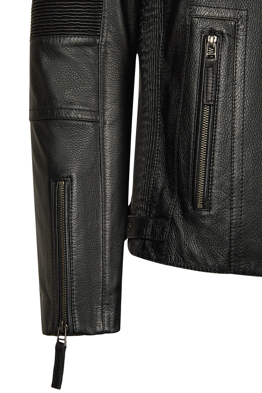 Lavine Male Black Slim-Fit Leather Jacket