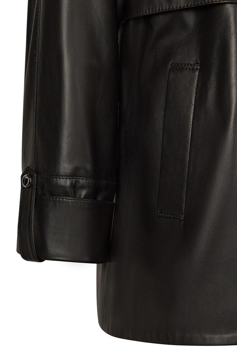 Celine Woman Black A-Line Hooded Leather Coat
