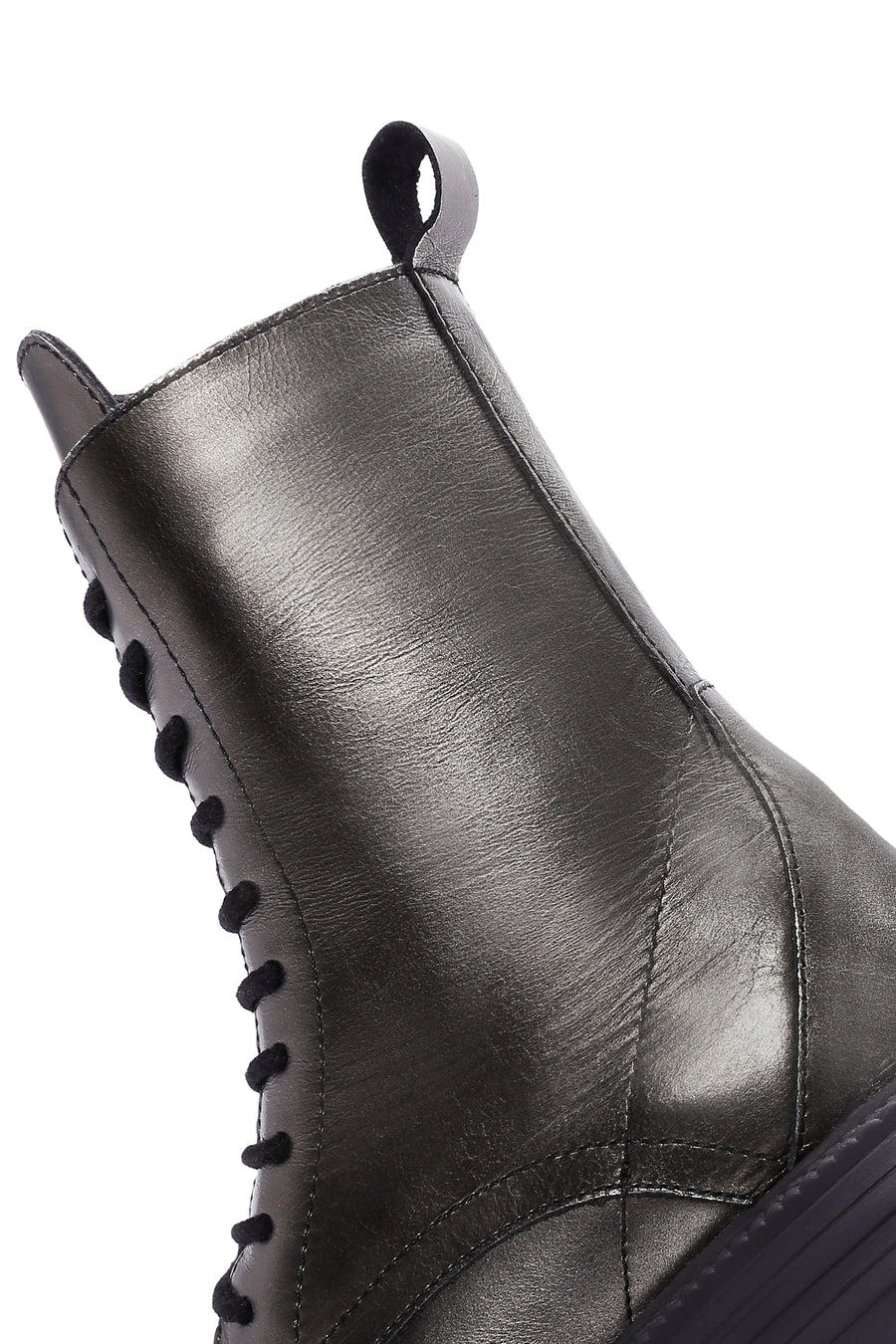 Women's Silver Zippered Leather Boots