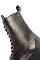 Women's Silver Zippered Leather Boots | Derimod