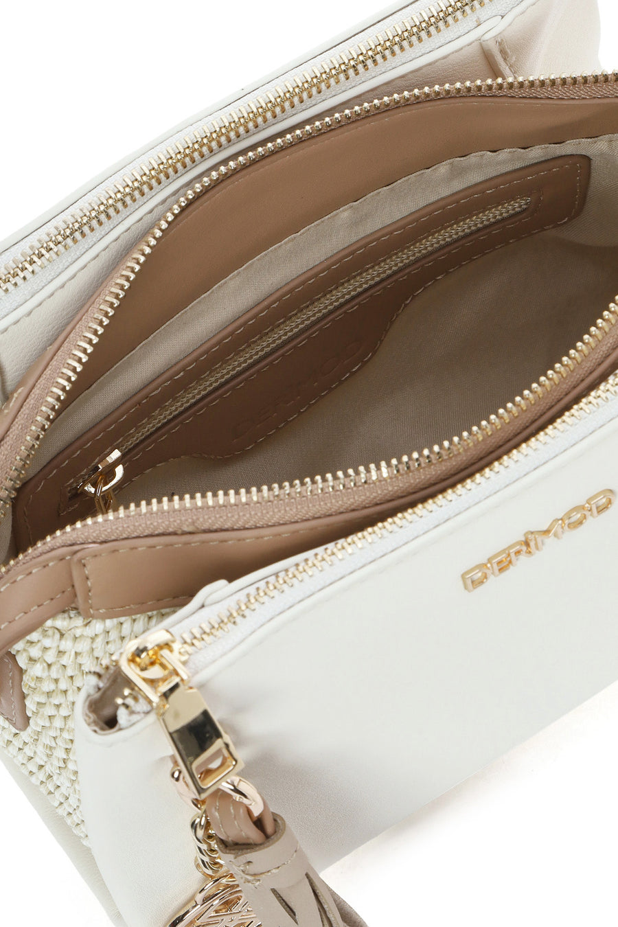 Women's Cream Long Strap Accessory Detailed Crossbody Bag
