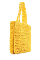 Women's Yellow Straw Knitted Shoulder Bag | Derimod