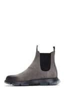 Men's Gray Nubuck Leather Chelsea Boots | Derimod