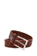 Men's Brown Braided Leather Belt | Derimod