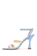 Women's Multicolored Leather Heeled Sandals | Derimod