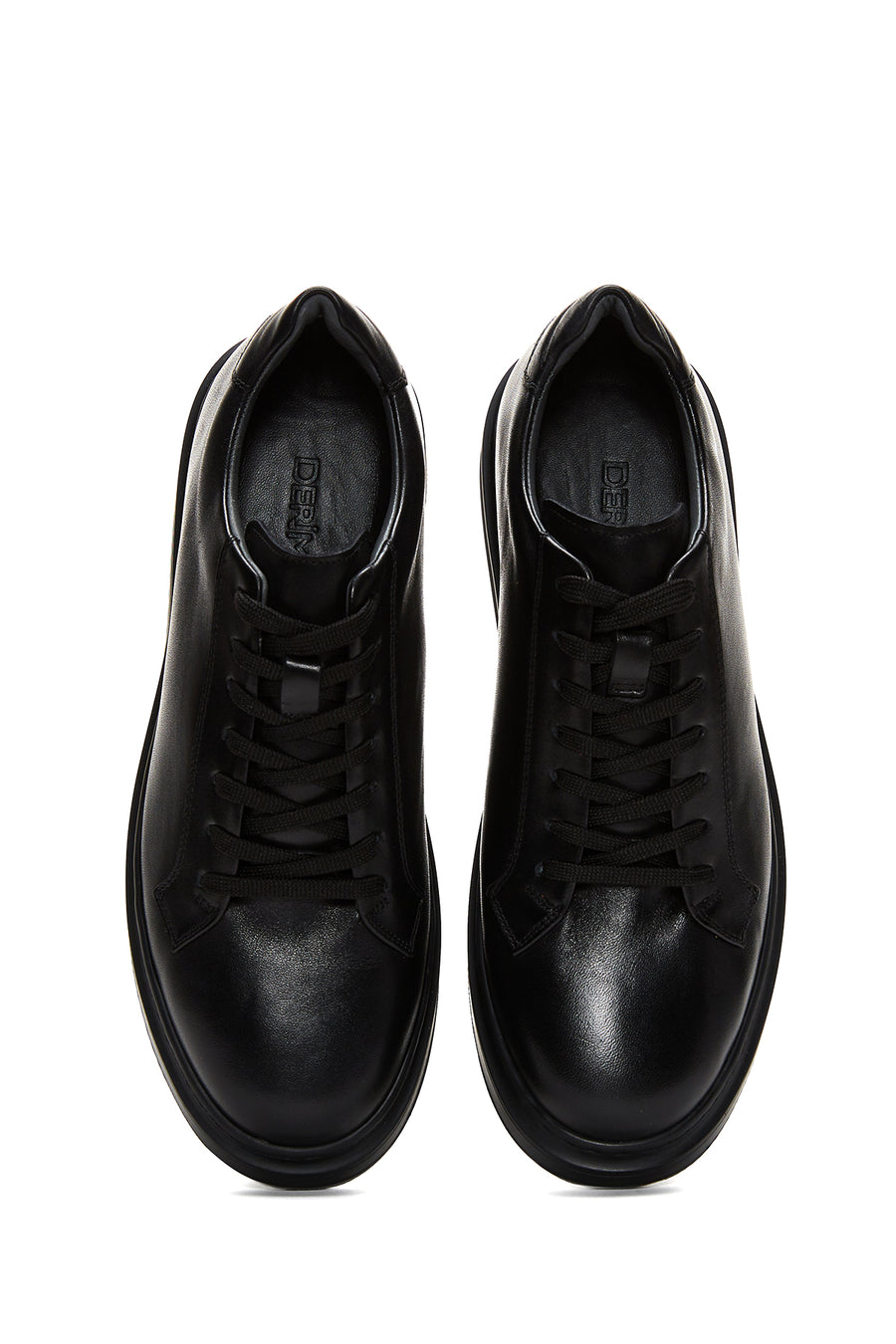 Men's Black Leather Thick Soled Sneaker