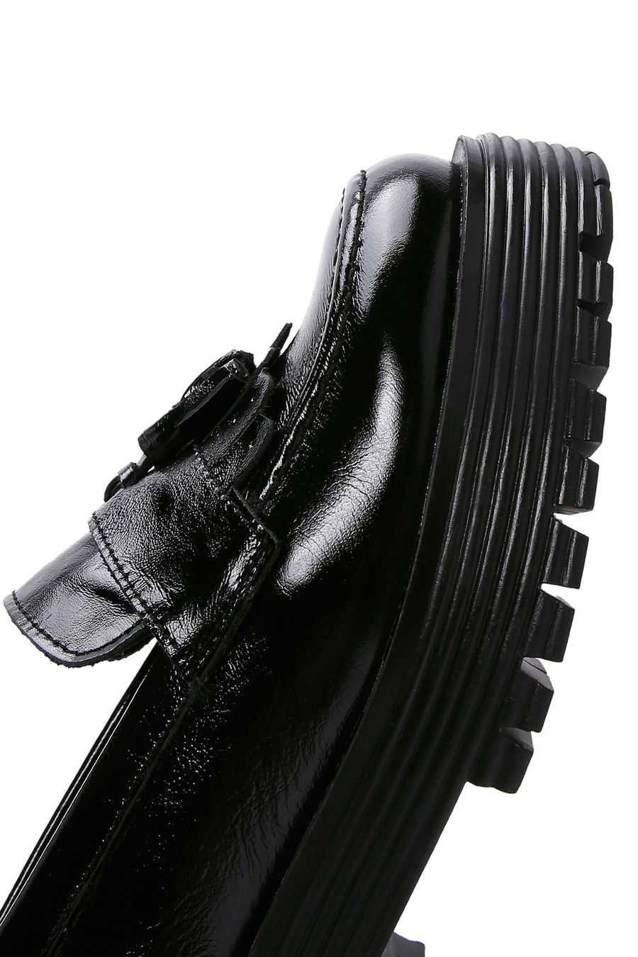 Kadın Siyah Püsküllü Deri Maskülen Loafer