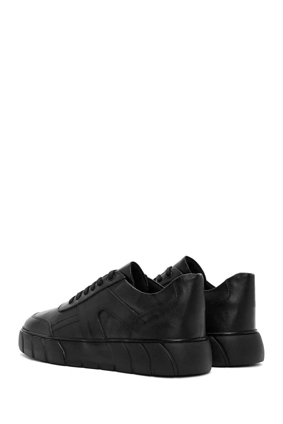 Men's Black Lace-up Leather Sneaker