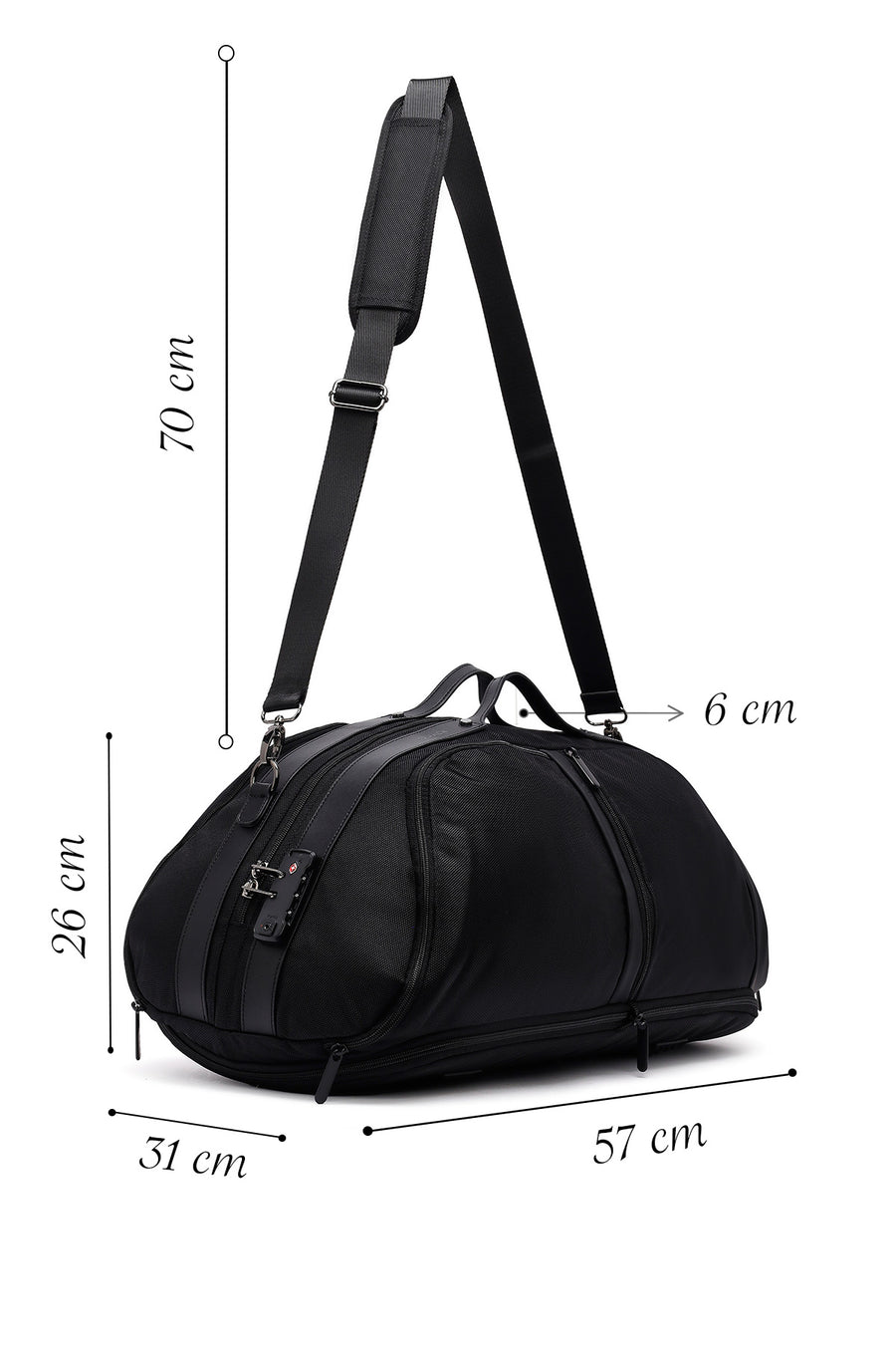 D-Pack Men's Black Long Strap Fabric Travel Bag