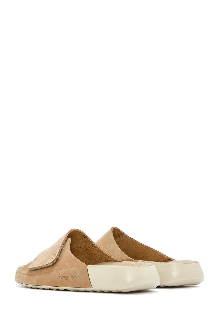 Women's Beige Nubuck Leather Comfort Slippers